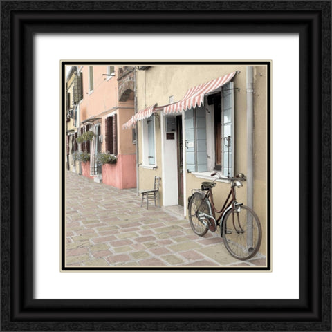 Venetian Bicycle Black Ornate Wood Framed Art Print with Double Matting by Blaustein, Alan