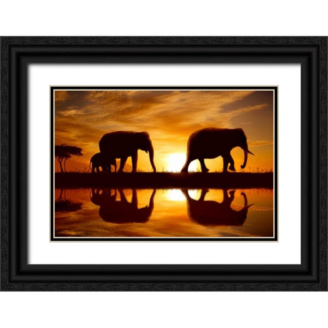 Sunset Walk Black Ornate Wood Framed Art Print with Double Matting by Bay, Noah