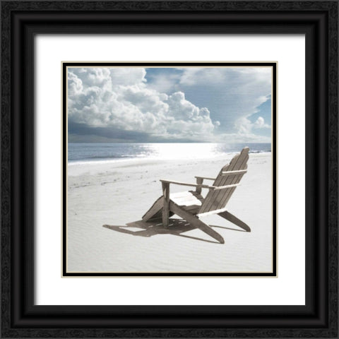 Solitary Beach Chair Black Ornate Wood Framed Art Print with Double Matting by Bay, Noah