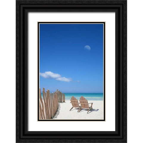 Chairs under the Moon Black Ornate Wood Framed Art Print with Double Matting by Bay, Noah