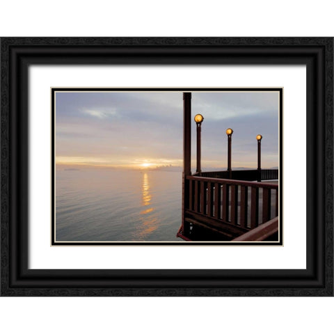 Art Deco Lamposts #3 Black Ornate Wood Framed Art Print with Double Matting by Blaustein, Alan