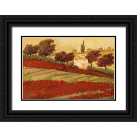 Papaveri Toscana I Black Ornate Wood Framed Art Print with Double Matting by Borelli, Guido