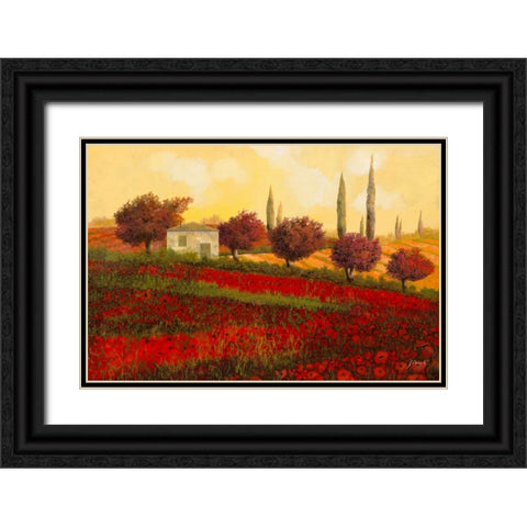 Papaveri Toscana II Black Ornate Wood Framed Art Print with Double Matting by Borelli, Guido