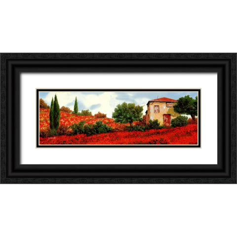 I Papaveri Sulle Colline Black Ornate Wood Framed Art Print with Double Matting by Borelli, Guido