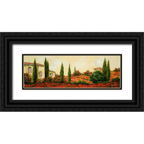 Tre Case Tra I Papaveri Black Ornate Wood Framed Art Print with Double Matting by Borelli, Guido