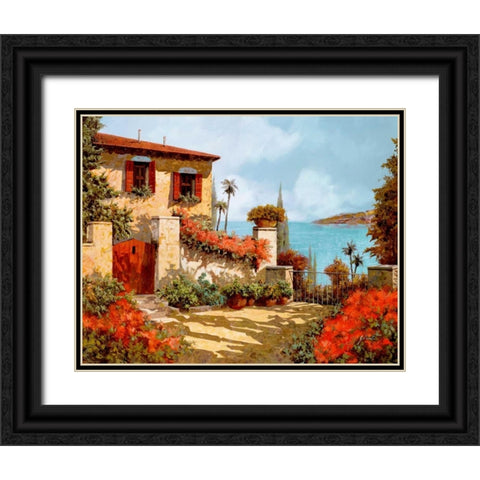 Il Giardino Rosso Black Ornate Wood Framed Art Print with Double Matting by Borelli, Guido