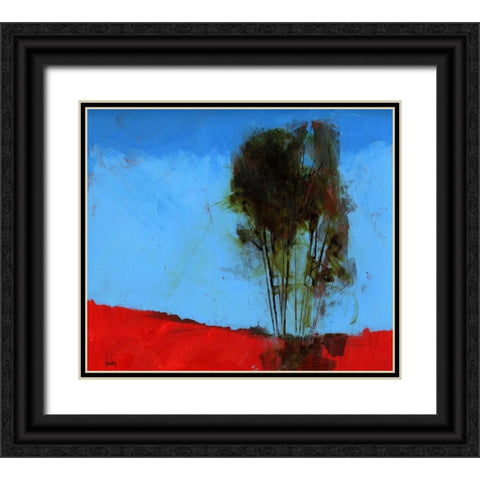 Cyan and Red Black Ornate Wood Framed Art Print with Double Matting by Bailey, Paul