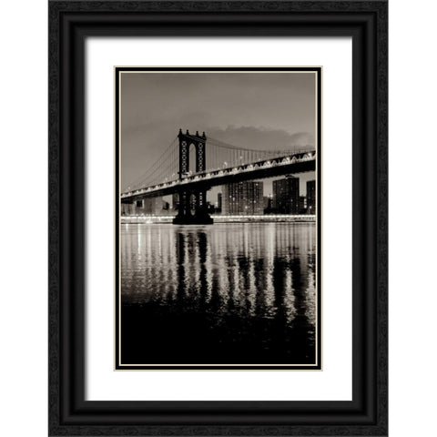 Manhattan Bridge at Night Black Ornate Wood Framed Art Print with Double Matting by Blaustein, Alan