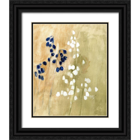 Floral with Bluebells and Snowdrops No. 1 Black Ornate Wood Framed Art Print with Double Matting by Bragg, Janel