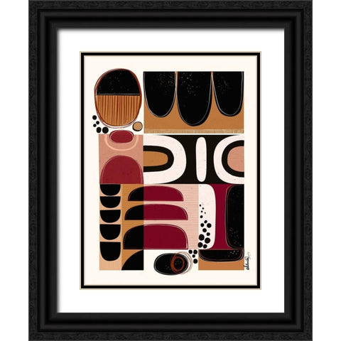 Phylatic -Tribal Tapestry Black Ornate Wood Framed Art Print with Double Matting by Banerjee, Ishita
