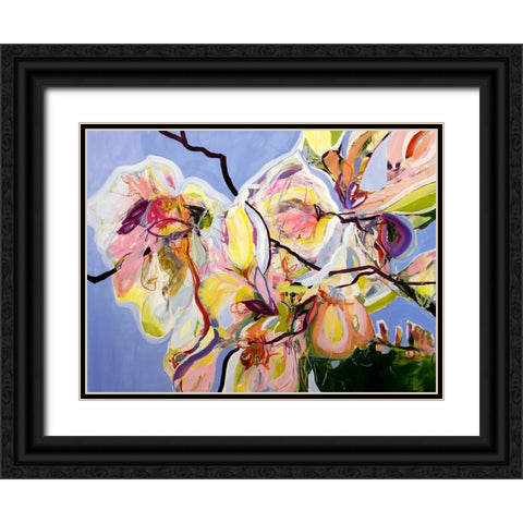 Cool Spring Blues with Magnolia Black Ornate Wood Framed Art Print with Double Matting by Bujna, Kati