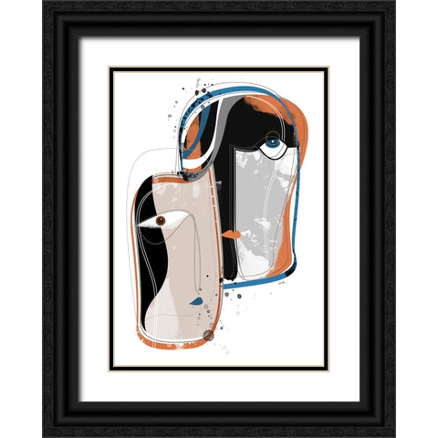 Duo Faces Black Ornate Wood Framed Art Print with Double Matting by Banerjee, Ishita