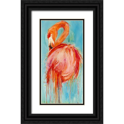 Flamingo Pose Black Ornate Wood Framed Art Print with Double Matting by Broaderick, Kathleen