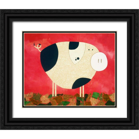 Pig Newton Black Ornate Wood Framed Art Print with Double Matting by Craig, Casey