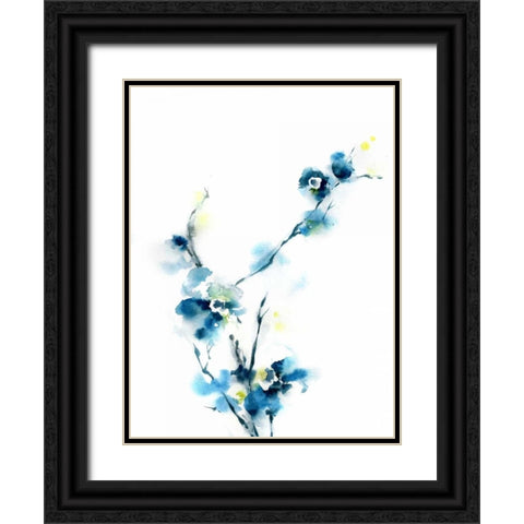 Blue Blossoms Black Ornate Wood Framed Art Print with Double Matting by CanotStop