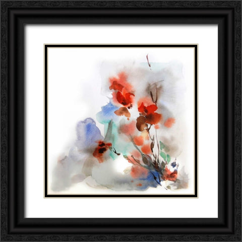 Fall Flowers Black Ornate Wood Framed Art Print with Double Matting by CanotStop