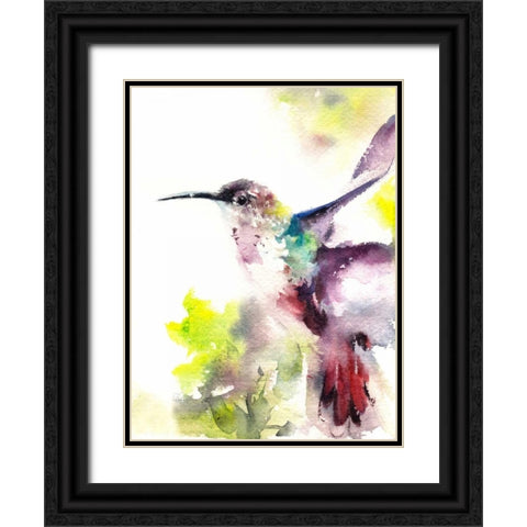 Hummingbird Black Ornate Wood Framed Art Print with Double Matting by CanotStop