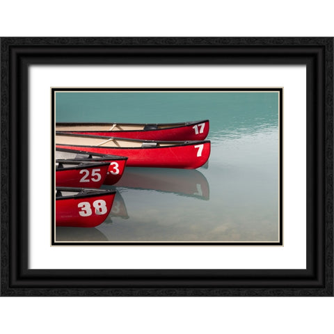 Canoes on the Lake Black Ornate Wood Framed Art Print with Double Matting by Colligan, Lynann