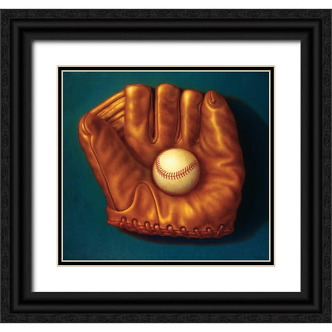 Baseball Mitt I Black Ornate Wood Framed Art Print with Double Matting by Colletta, TR