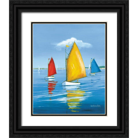 Newport Regatta Black Ornate Wood Framed Art Print with Double Matting by Caldwell Fisher, Sally