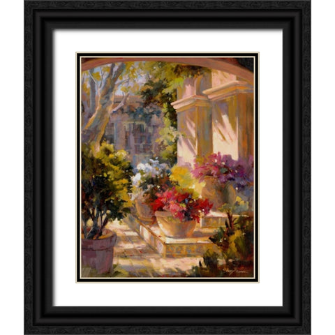 Flowered Courtyard Black Ornate Wood Framed Art Print with Double Matting by Carr, Betty