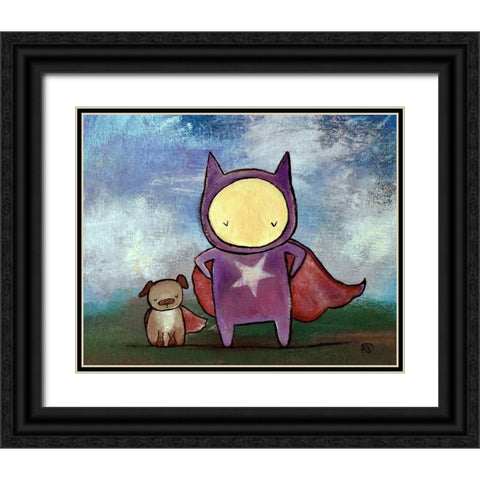 Superhero Friends Black Ornate Wood Framed Art Print with Double Matting by Doss, Andrea
