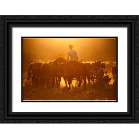 Movin Em Out Black Ornate Wood Framed Art Print with Double Matting by Dearing, Lisa