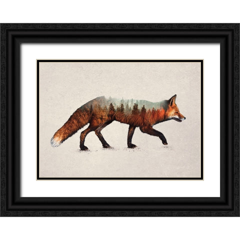 The Red Fox Black Ornate Wood Framed Art Print with Double Matting by Davies Babies