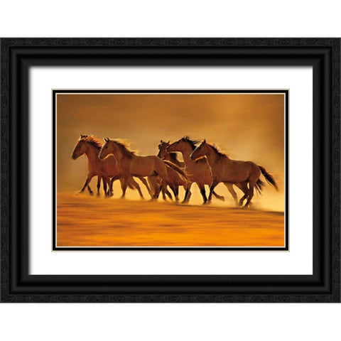 Night Runners Black Ornate Wood Framed Art Print with Double Matting by Dearing, Lisa