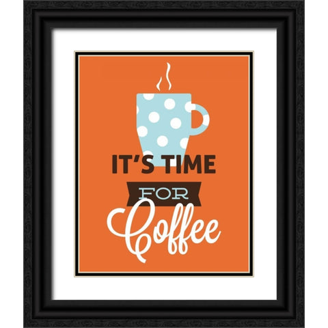 Coffee Time - Orange Black Ornate Wood Framed Art Print with Double Matting by Duncan, Genesis