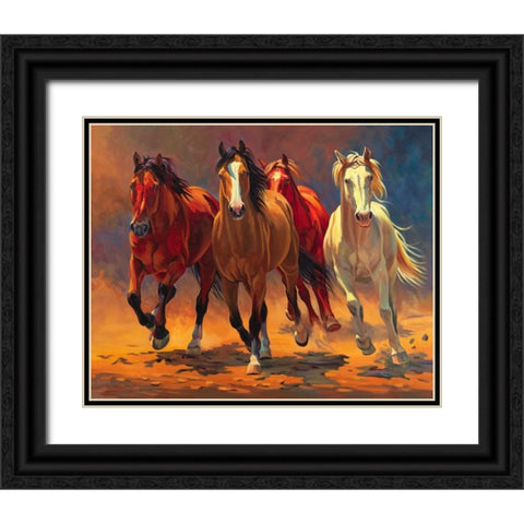 Hoofbeats and Heartbeats Black Ornate Wood Framed Art Print with Double Matting by Davidson, Nancy