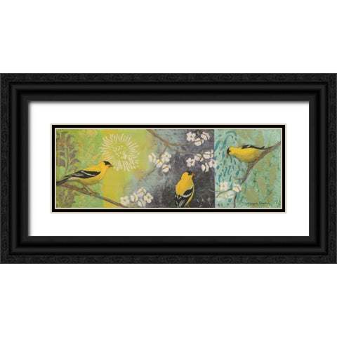Goldfinches Blooming Black Ornate Wood Framed Art Print with Double Matting by Donharl, Margaret