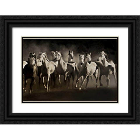 Dream Horses Black Ornate Wood Framed Art Print with Double Matting by Dearing, Lisa
