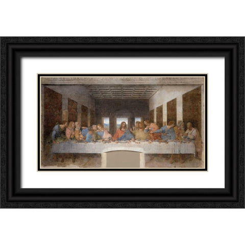 The Last Supper Black Ornate Wood Framed Art Print with Double Matting by Da Vinci, Leonardo