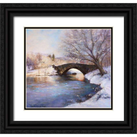 Central Park Bridge Black Ornate Wood Framed Art Print with Double Matting by Engelman, Esther