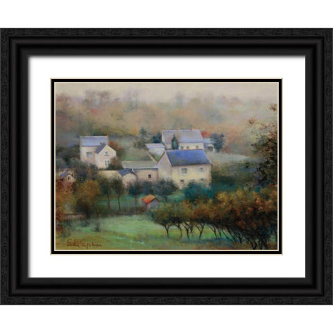 Countryside Hamlet Black Ornate Wood Framed Art Print with Double Matting by Engelman, Esther