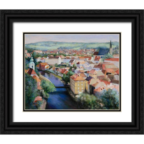Mosaic Black Ornate Wood Framed Art Print with Double Matting by Engelman, Esther