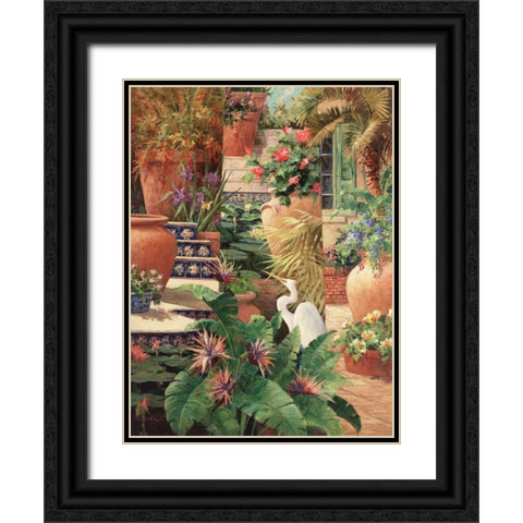 Floral Fractal with Egret Black Ornate Wood Framed Art Print with Double Matting by Fronckowiak, Art