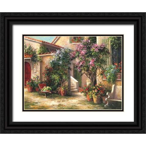 Garden Courtyard Black Ornate Wood Framed Art Print with Double Matting by Fronckowiak, Art