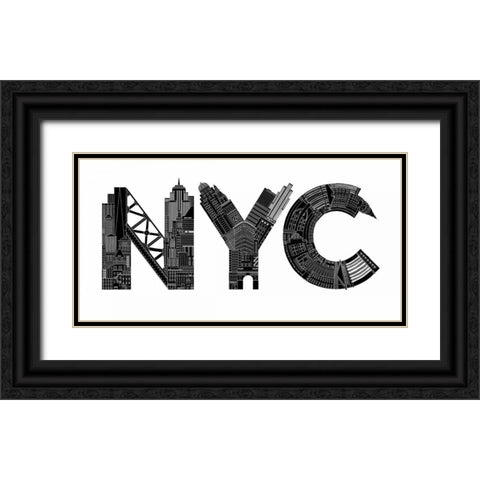 NYC Black Ornate Wood Framed Art Print with Double Matting by Farkas, Robert