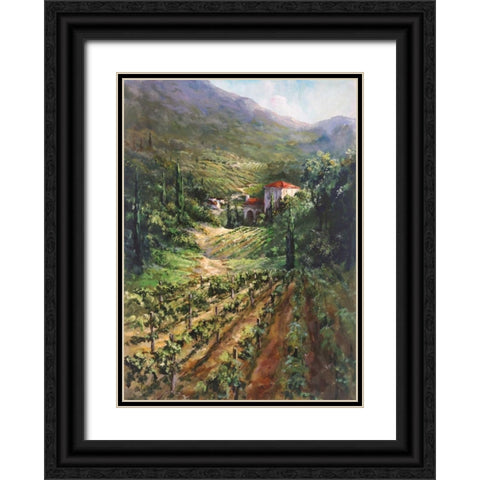 Tuscany Vineyard Black Ornate Wood Framed Art Print with Double Matting by Fronckowiak, Art