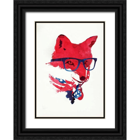 American Fox Black Ornate Wood Framed Art Print with Double Matting by Farkas, Robert