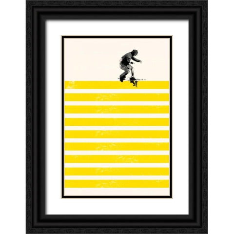 Slide in Stripes Black Ornate Wood Framed Art Print with Double Matting by Farkas, Robert