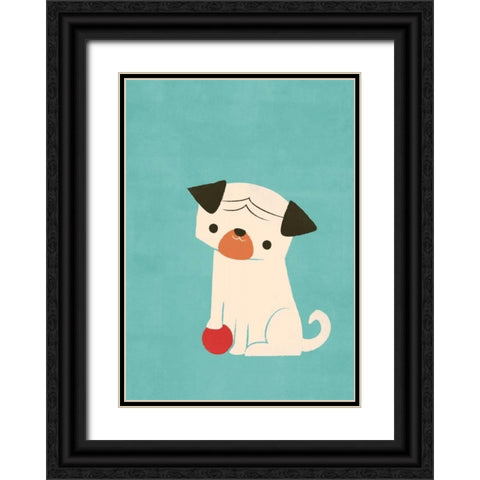 My Red Ball Black Ornate Wood Framed Art Print with Double Matting by Fleck, Jay