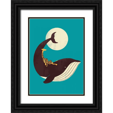 The Giraffe and The Whale Black Ornate Wood Framed Art Print with Double Matting by Fleck, Jay