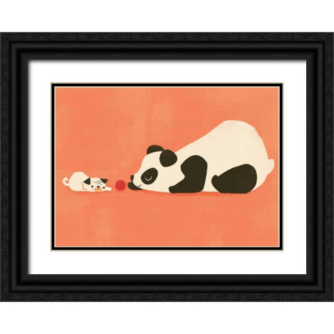 The Pug and The Panda Black Ornate Wood Framed Art Print with Double Matting by Fleck, Jay