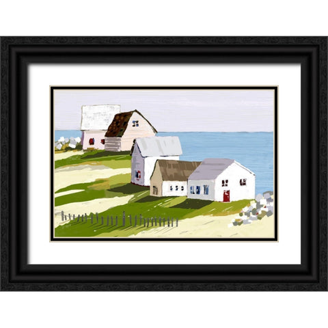 Cottages By The Sea Black Ornate Wood Framed Art Print with Double Matting by Finn, Tina