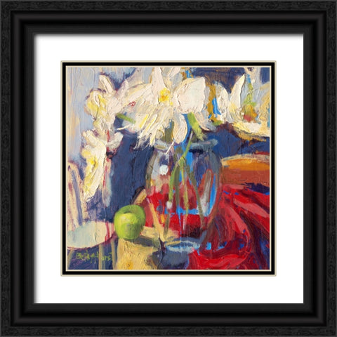 Indiana Peonies Black Ornate Wood Framed Art Print with Double Matting by Forst, Beth A.