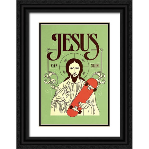Jesus Can Slide Black Ornate Wood Framed Art Print with Double Matting by Farkas, Robert
