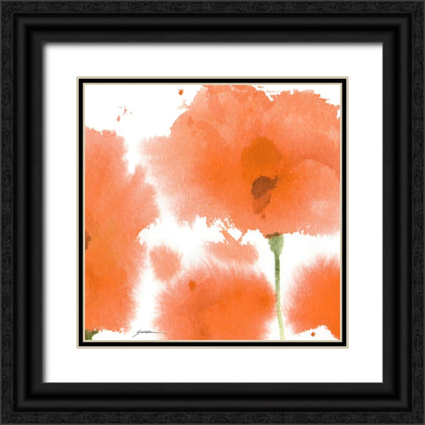 Red Orange Poppies Black Ornate Wood Framed Art Print with Double Matting by Golden, Sheila